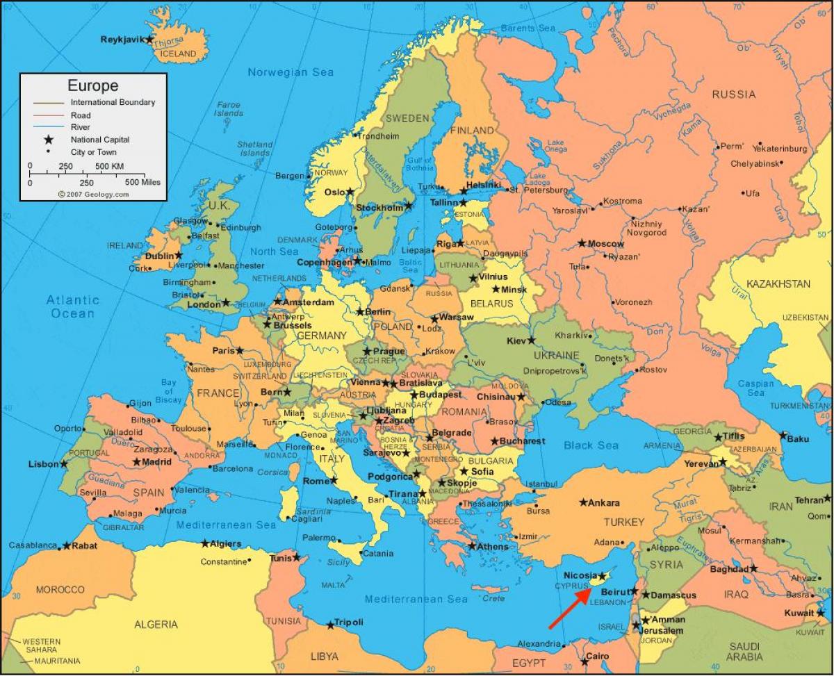 موقع قبرص على خريطة جنوب أوروبا